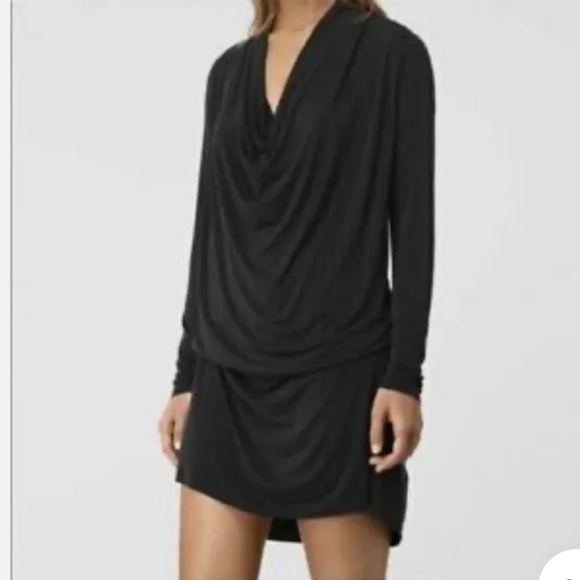 All Saints Amei Long Sleeve Cowl neck dress - Picture 2 of 10